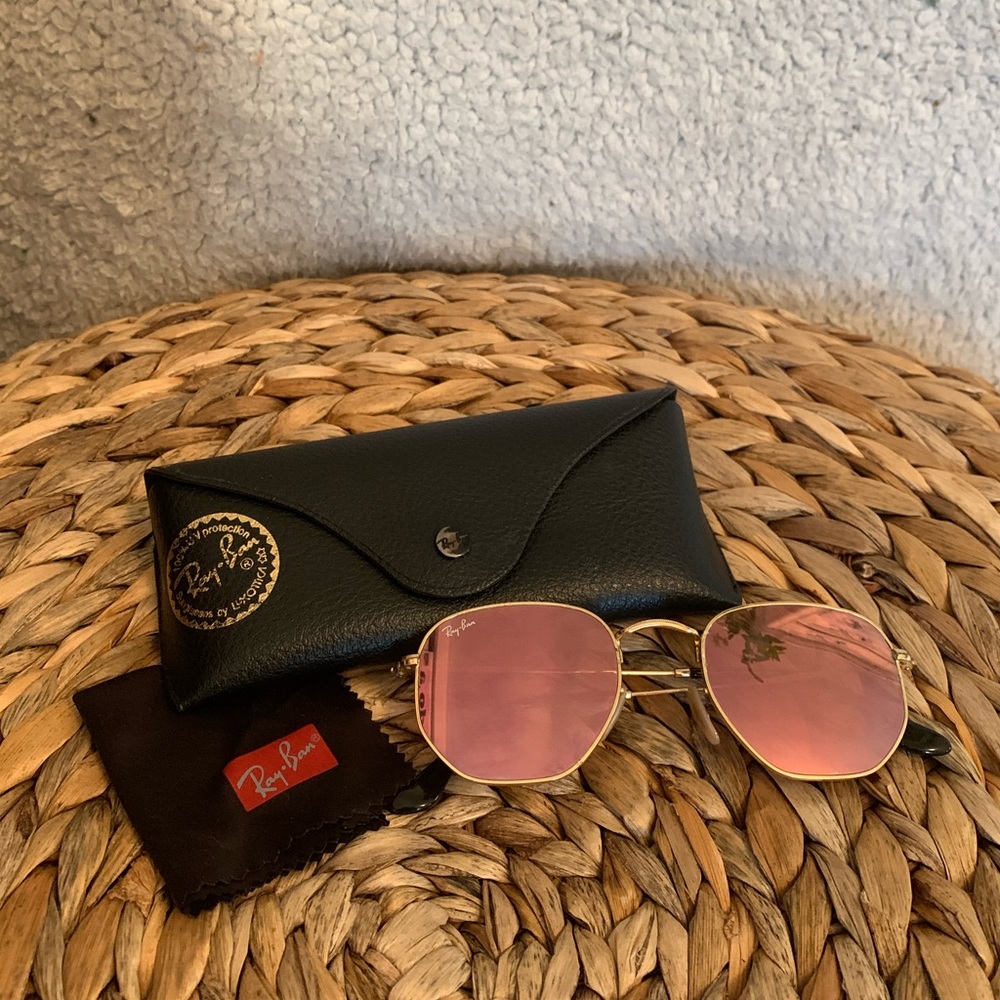 Pink Hexagonal Ray Ban Sunglasses